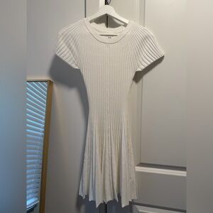 White Ribbed Knit Dress